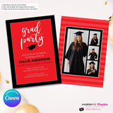 Grad Party Color Block Script - Custom Color Graduation Invitation or Announcement - Editable in Canva