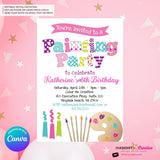Painting Party Invitation (White) - Kids Art Painting Birthday Party Invite - Printable, Edit in Canva