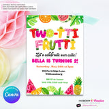 Two-tti Frutti 2nd Birthday Party Invitation - Digital, Printable Invitation - Edit in Canva