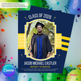 Collegiate Star - Custom Color Graduation Invitation or Announcement - Editable in Canva