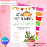 Taco Bout a Baby Shower Invitation, Chalkboard Style w/ Taco, Cactus, Sombrero, Mexican Fiesta Taco Baby Shower, Digital File, Edit in Canva
