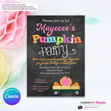 Colorful Pumpkin Party Hayride Wagon - Chalkboard - Printable, Digital File, Edit in Canva
