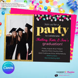Graduation Confetti Pop Photo Invitation or Announcement, Edit in Canva