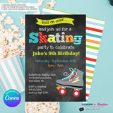 Editable Roller Skating Birthday Party Invitation - Boys Roller Skate Party Invite, Chalkboard, Roller Skating Rink Invite, Edit in Canva