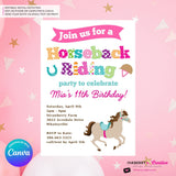 Horseback Riding Birthday Invitation – Printable, Instant Download, Digital File, Edit in Canva