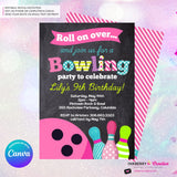 Girls Bowling Birthday Party Invitation - Printable, Instant Download, Editable in Canva