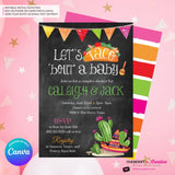 Taco Bout a Baby Shower Invitation, Chalkboard Style w/ Taco, Cactus, Sombrero, Mexican Fiesta Taco Baby Shower, Digital File, Edit in Canva