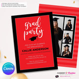 Grad Party Color Block Script - Custom Color Graduation Invitation or Announcement - Editable in Canva