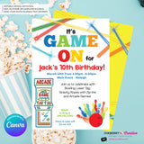 Game On - Arcade Games, Pizza Birthday Party Invitation - Boys Arcade Game Pizza Party - Printable, Digital File, Edit in Canva