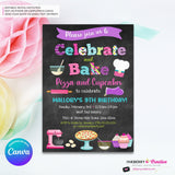 Celebrate and Bake - Pizza and Cupcakes (Chalkboard Style) Printable, Edit in Canva