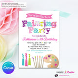 Painting Party Invitation (White) - Kids Art Painting Birthday Party Invite - Printable, Edit in Canva