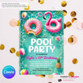 Flamingo Float Pool Party Invitation - Summer Pool Party - Printable, Instant Download, Editable in Canva