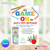Game On - Arcade Games, Pizza Birthday Party Invitation - Boys Arcade Game Pizza Party - Printable, Digital File, Edit in Canva