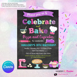 Celebrate and Bake - Pizza and Cupcakes (Chalkboard Style) Printable, Edit in Canva