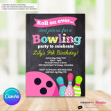 Girls Bowling Birthday Party Invitation - Printable, Instant Download, Editable in Canva