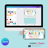 Alphabet Birthday Party Invitation - Printable, Instant Download, Editable, PDF
