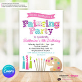 Painting Party Invitation (White) - Kids Art Painting Birthday Party Invite - Printable, Edit in Canva