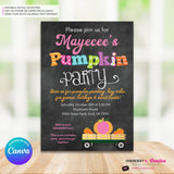 Colorful Pumpkin Party Hayride Wagon - Chalkboard - Printable, Digital File, Edit in Canva