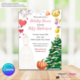 Holiday Theme Bridal Shower Invitation, Digital Printable File, Edit in Canva