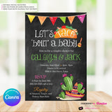Taco Bout a Baby Shower Invitation, Chalkboard Style w/ Taco, Cactus, Sombrero, Mexican Fiesta Taco Baby Shower, Digital File, Edit in Canva