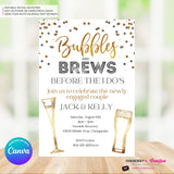 Bubbles and Brews Engagement Party or Shower Invitation, Digital Printable File, Personalize and Edit in Canva
