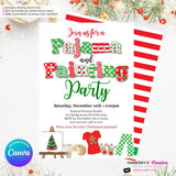 Christmas Pajama and Painting Party Invitation - Editable in Canva