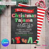 Christmas Pajama Party Invitation - Chalkboard - Editable in Canva