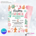 Christmas Cookie Decorating Party Invitation, Editable Canva Template, Watercolor, Christmas Cookie Swap Exchange, Editable Canva Invite