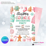 Christmas Cookie Decorating Party Invitation, Editable Canva Template, Watercolor, Christmas Cookie Swap Exchange, Editable Canva Invite
