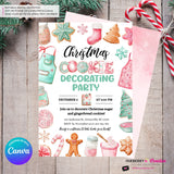 Christmas Cookie Decorating Party Invitation, Editable Canva Template, Watercolor, Christmas Cookie Swap Exchange, Editable Canva Invite