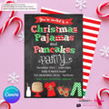 Christmas Pajamas and Pancakes Party Invitation - Chalkboard - Editable in Canva