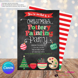 Christmas Pottery Painting Party Invitation - Chalkboard - Editable in Canva