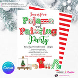 Christmas Pajama and Painting Party Invitation - Editable in Canva