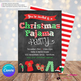 Christmas Pajama Party Invitation - Chalkboard - Editable in Canva