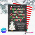 Christmas Pajama and Ornament Exchange Party Invitation - Chalkboard - Editable in Canva