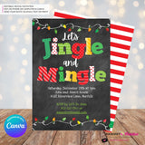 Jingle Mingle Chalkboard Christmas Lights Party Invitation - Editable in Canva