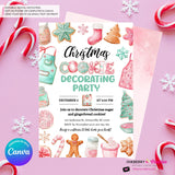 Christmas Cookie Decorating Party Invitation, Editable Canva Template, Watercolor, Christmas Cookie Swap Exchange, Editable Canva Invite