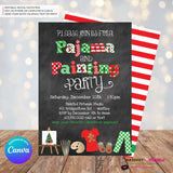 Christmas Pajama and Painting Party Invitation - Chalkboard - Editable in Canva