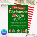 Christmas Movie Party Invitation - Green - Editable in Canva