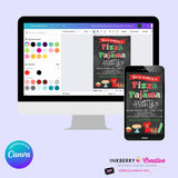 Christmas Pizza and Pajama Party Invitation - Chalkboard - Editable in Canva