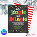 Jingle Mingle Chalkboard Christmas Lights Party Invitation - Editable in Canva