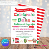 Celebrate & Bake - Christmas Baking Party Invitation - Edit in Canva