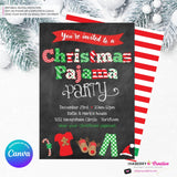 Christmas Pajama Party Invitation - Chalkboard - Editable in Canva