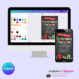 Christmas Pajama Party Invitation - Chalkboard - Editable in Canva
