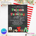 Christmas Pajama and Painting Party Invitation - Chalkboard - Editable in Canva