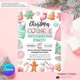 Christmas Cookie Decorating Party Invitation, Editable Canva Template, Watercolor, Christmas Cookie Swap Exchange, Editable Canva Invite