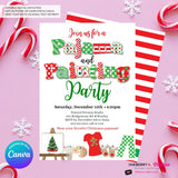 Christmas Pajama and Painting Party Invitation - Editable in Canva