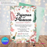 Pajamas and Prosecco Christmas Party Invitation - Editable in Canva