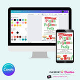 Christmas Pizza and Pajama Party Invitation - Editable in Canva