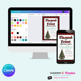 Christmas Flannel and Frost Party Invitation - Editable in Canva